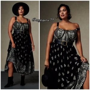 NWT, Anthropologie, Forever That Girl Beaded Floral Midi Dress